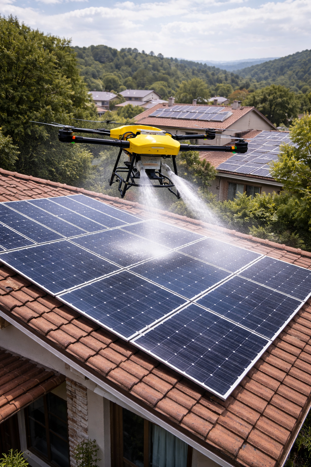 nettoyage panneaux solaire Lyon Rhône-Alpes France Suisse
Entretient panneaux solaire professionnel
Nettoyage drone photovoltaîque